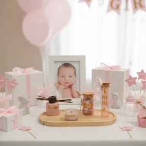 Witte kaars met gepersonaliseerde vinyl naamsticker met de naam Hailey