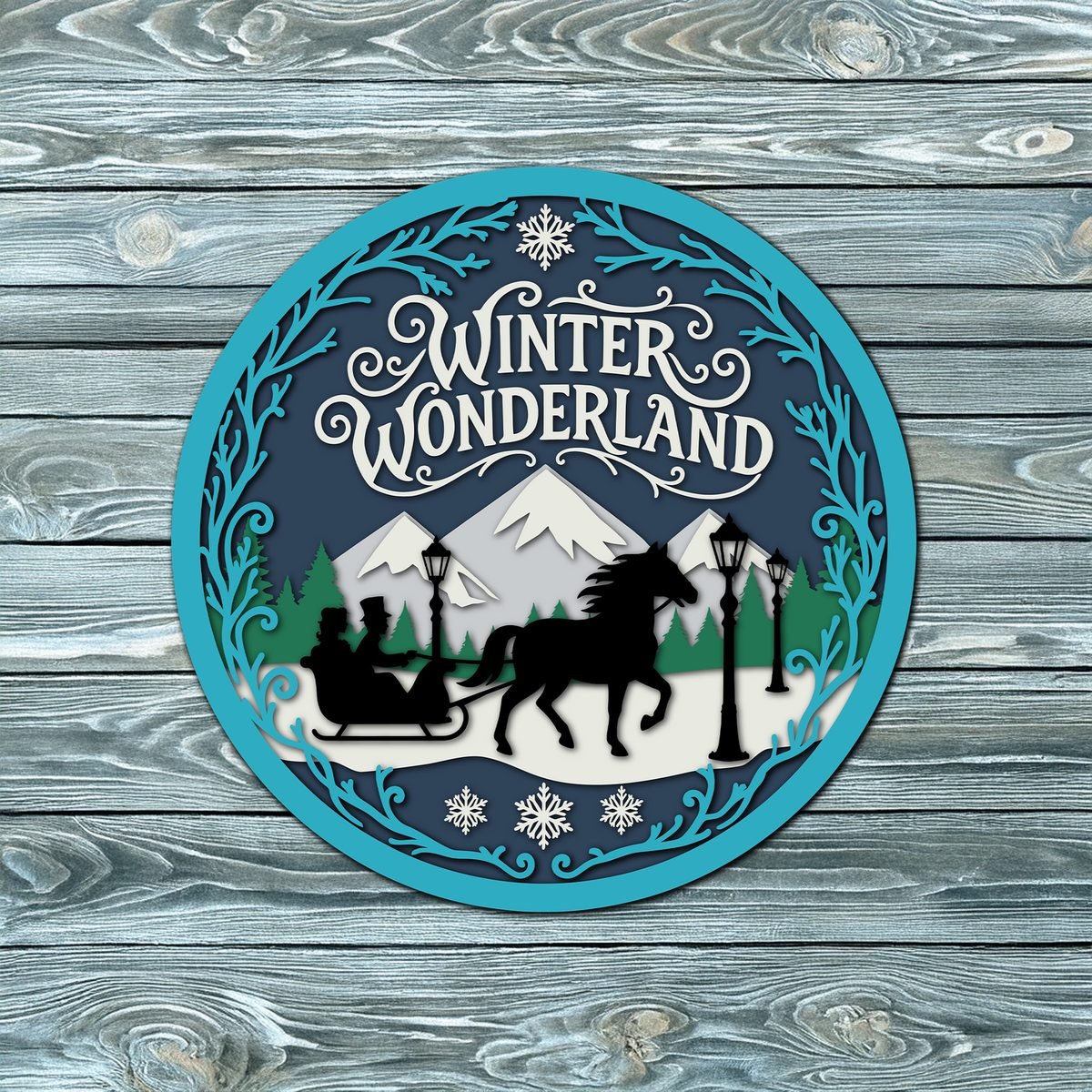 Winter Wonderland wooden door hanger